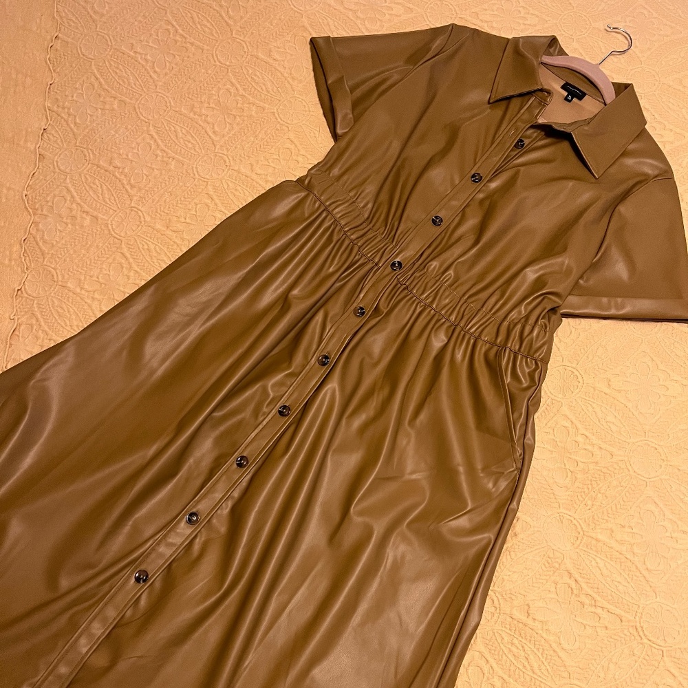 Faux leather midi dress